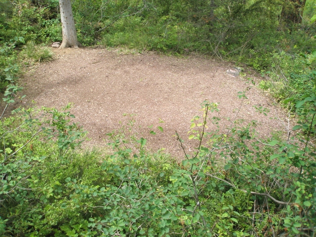 picture showing Campsite #5: Compacted gravel tent pad (12' x 15').